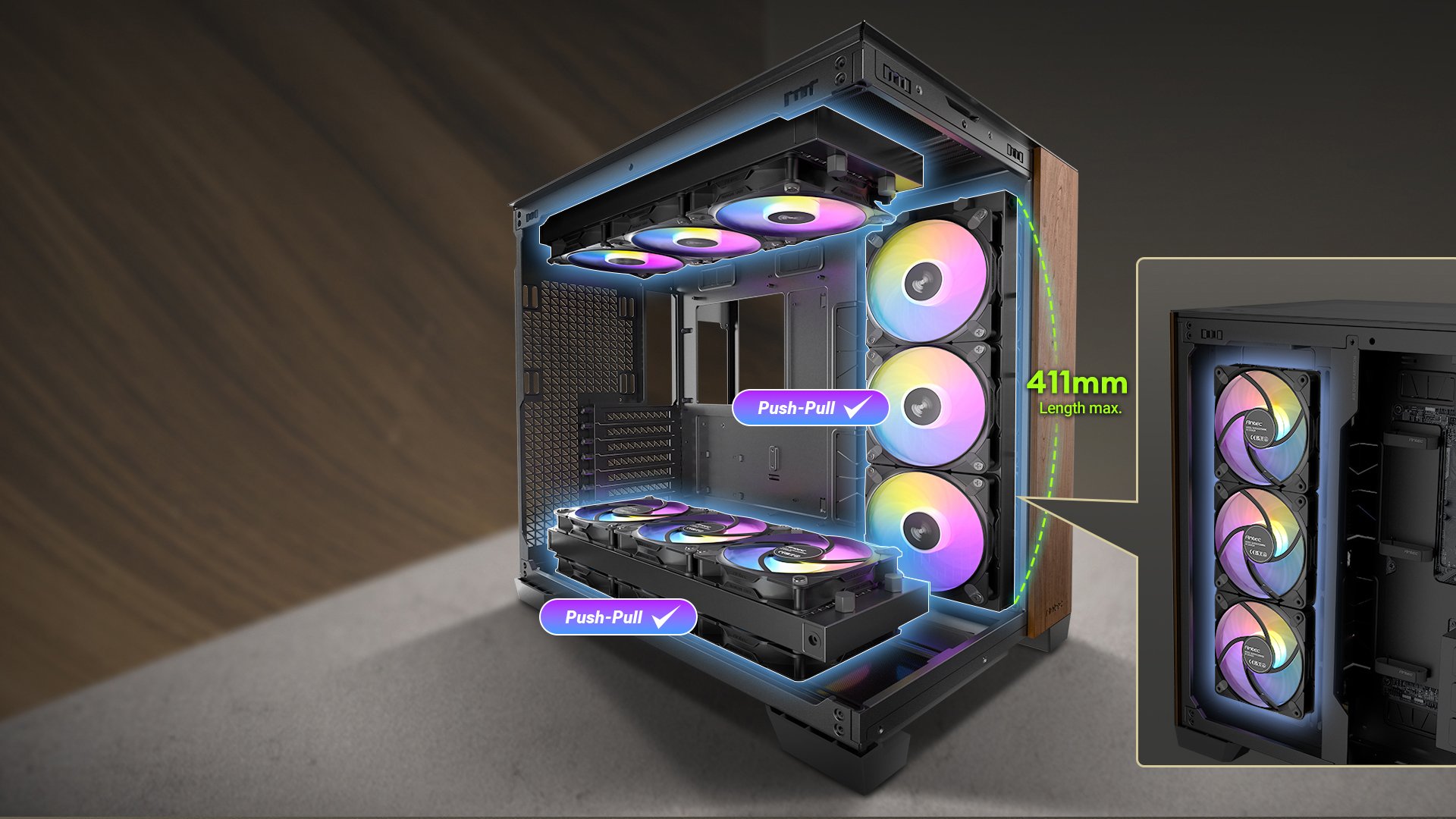 NeweggBusiness - Antec C8 Wood, Fans not Included, Wooden Front